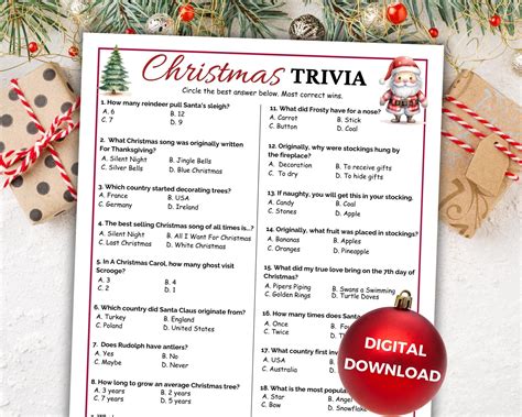 Christmas Trivia Game Printable Christmas Party Games Holiday Office Christmas Trivia Game Printable Christmas Party Games Holiday Office