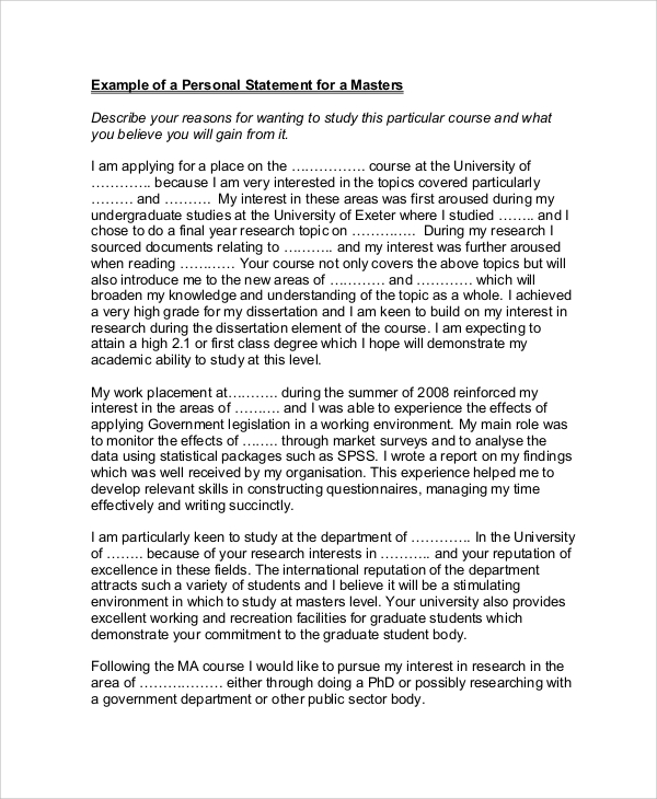 Free 20 Sample Personal Statement Templates In Ms Word Pdf Free 20 Sample Personal Statement Templates In Ms Word Pdf
