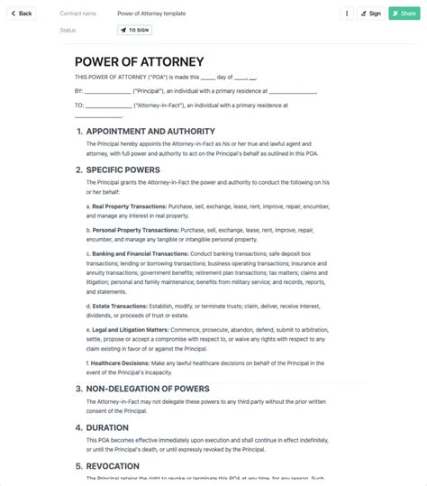 Free Power Of Attorney Template
