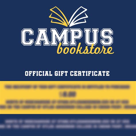 Gift Certificate Campus Bookstore Gift Certificate Campus Bookstore