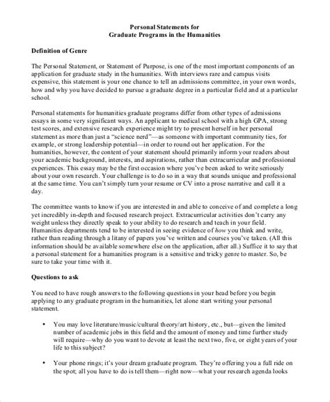 Graduate Program Personal Statement Sample