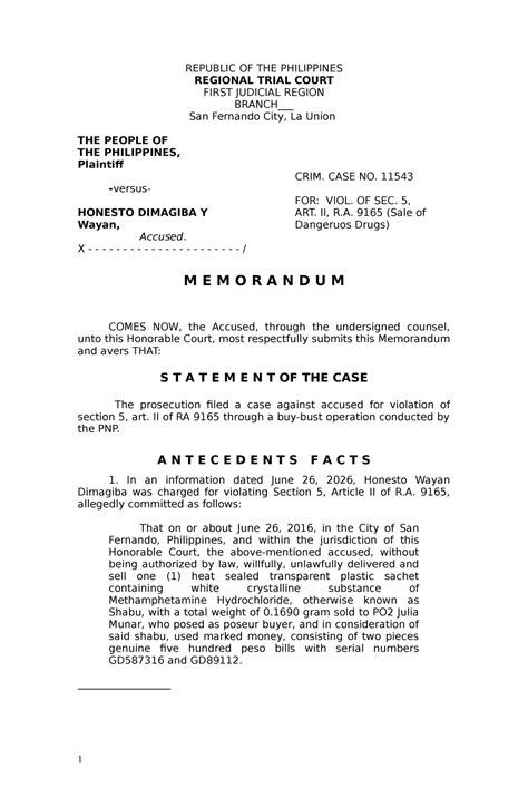 Legal Memorandum Sample Republic Of The Philippines Regional Trial Legal Memorandum Sample Republic Of The Philippines Regional Trial