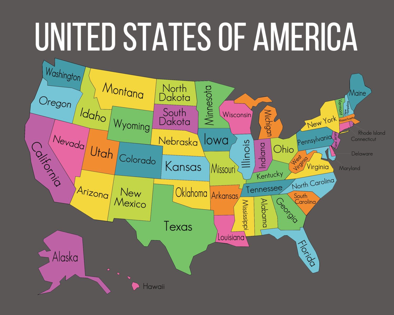 Map Of United States With State Names Map Of United States With State Names