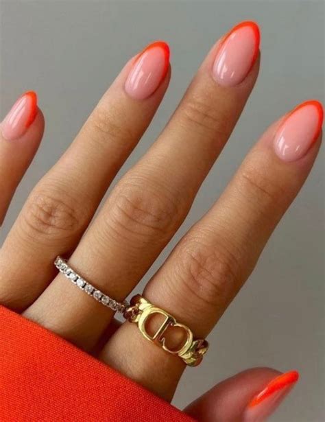 Orange Almond French Tip Nails Colorful French Tip Press Ons Etsy Orange Almond French Tip Nails Colorful French Tip Press Ons Etsy