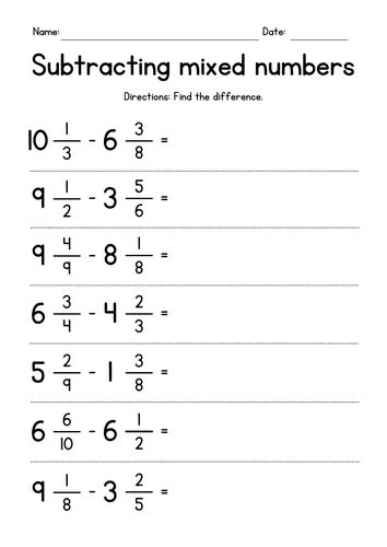 Subtracting Mixed Numbers With Regrouping Unlike Denominators Subtracting Mixed Numbers With Regrouping Unlike Denominators