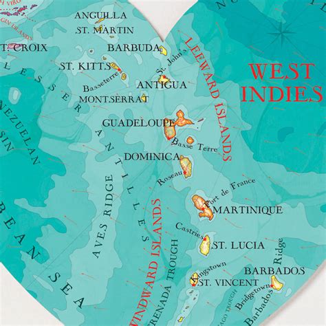 West Indies Map Heart Print By Bombus Notonthehighstreet Com West Indies Map Heart Print By Bombus Notonthehighstreet Com