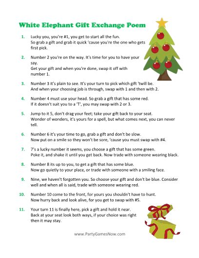 White Elephant Gift Exchange Poem Game Christmas White Elephant White Elephant Gift Exchange Poem Game Christmas White Elephant